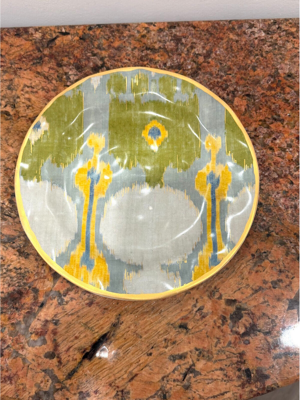 Pottery Barn Ikat Salad Plate Gold Rim